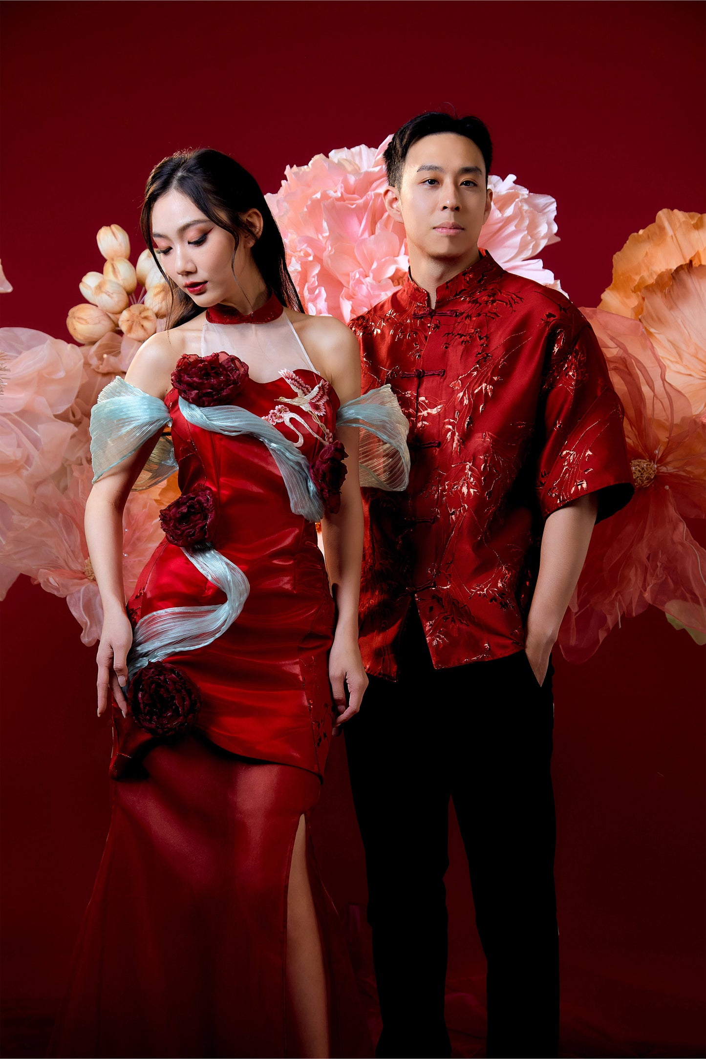 Yun Xi Samfu Top MEN(Crimson Red)