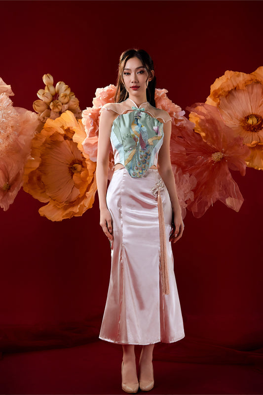 Qin Qin Midi Skirt (Soft Pink)