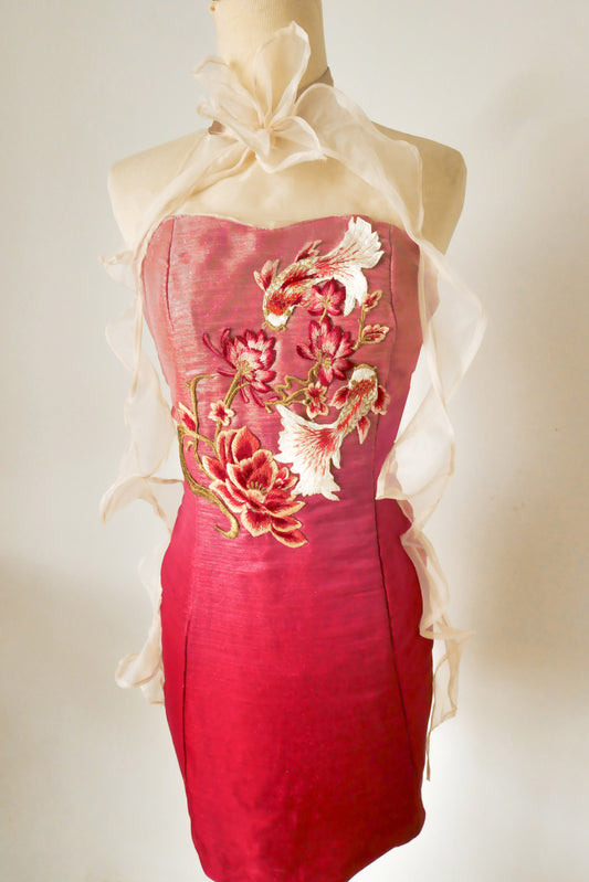 Koilie Ombre Shimmer Cheongsam (Fuchsia)