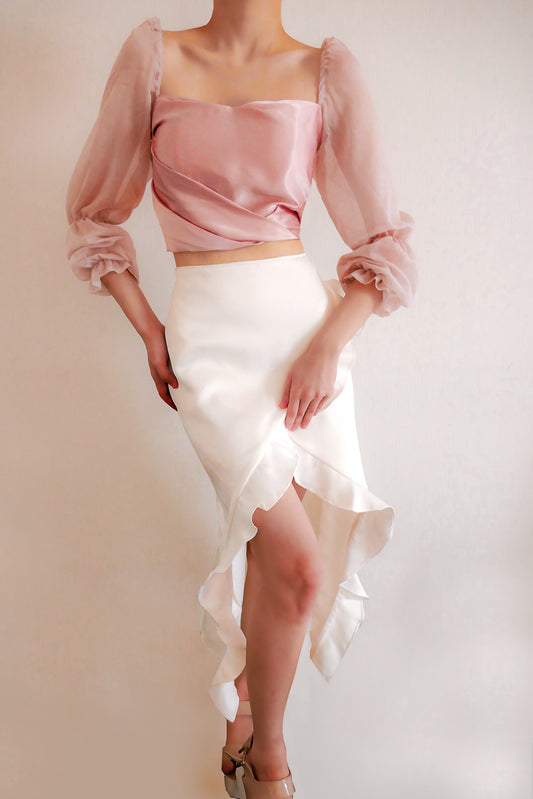 Delphin Midi Skirt in Ivory