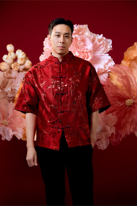 Yun Xi Samfu Top MEN(Crimson Red)