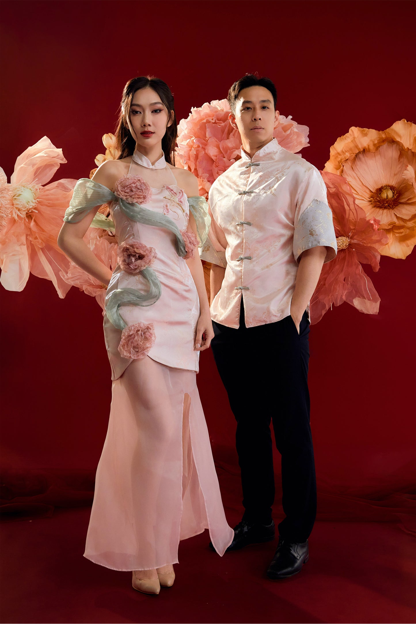 Yun Xi Samfu Top MEN(Soft Pink)