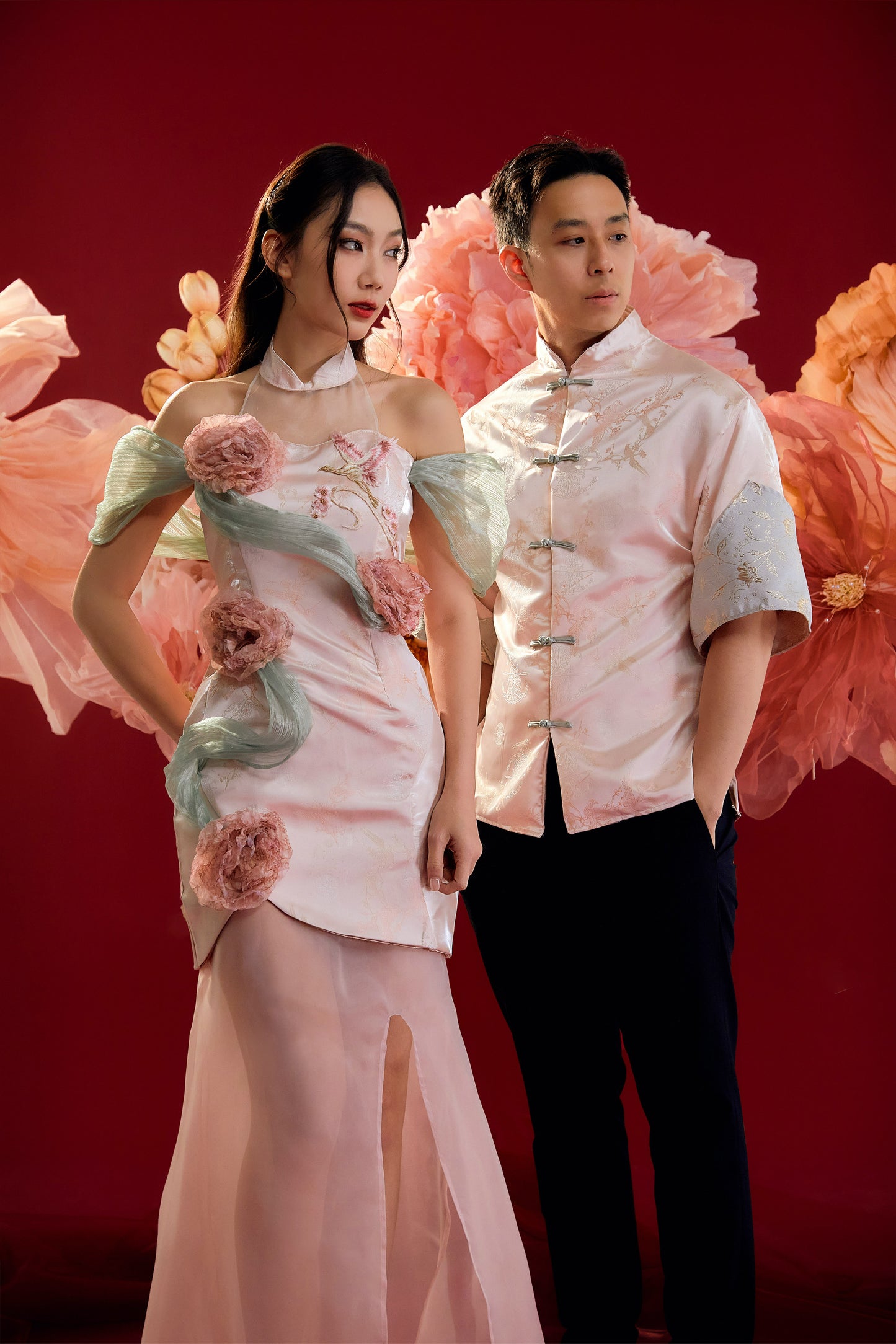 Yun Xi Samfu Top MEN(Soft Pink)