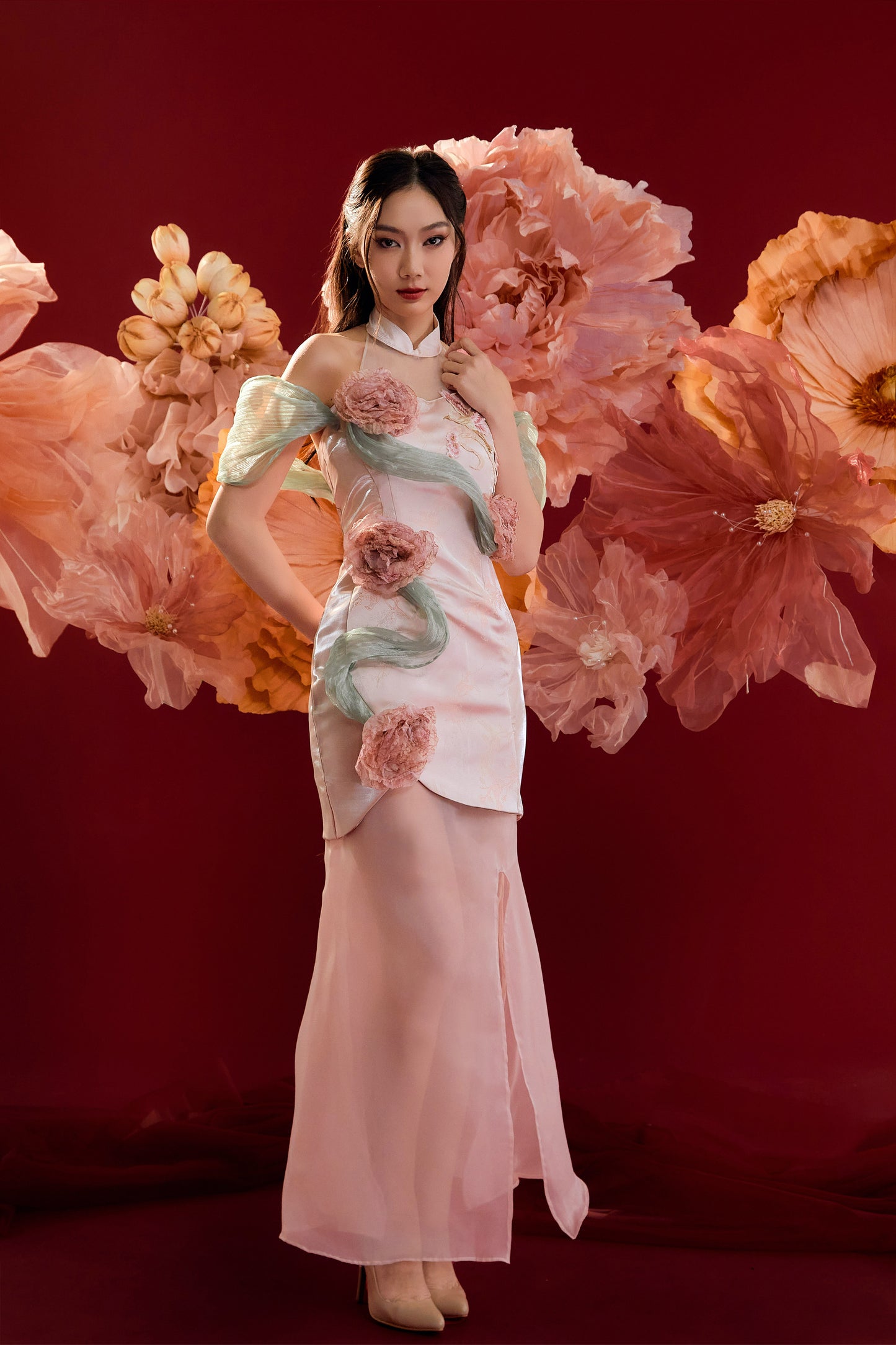 Yun Xi Dual Style Cheongsam (Soft Pink)