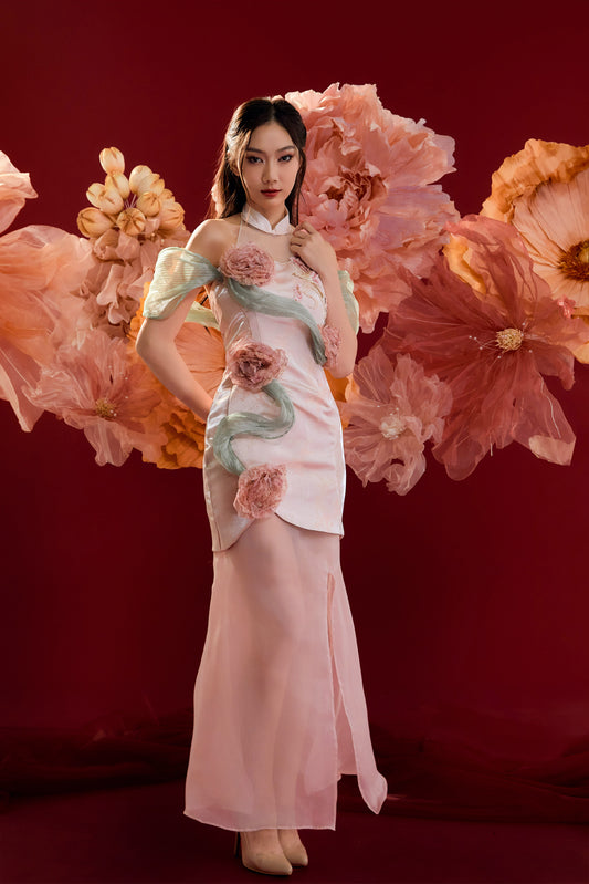 Yun Xi Dual Style Cheongsam (Soft Pink)
