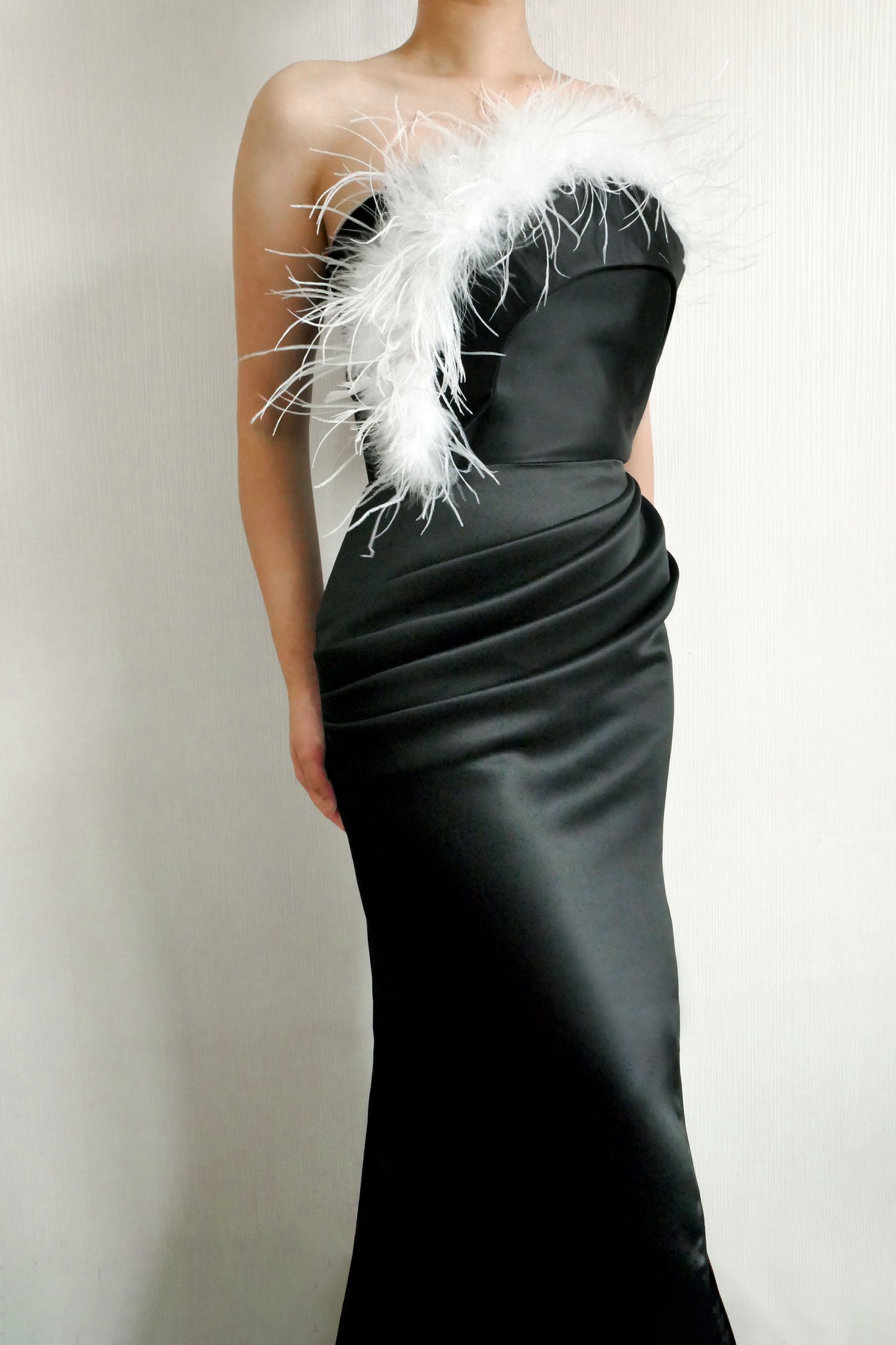 Rochelle Black Feather Gown