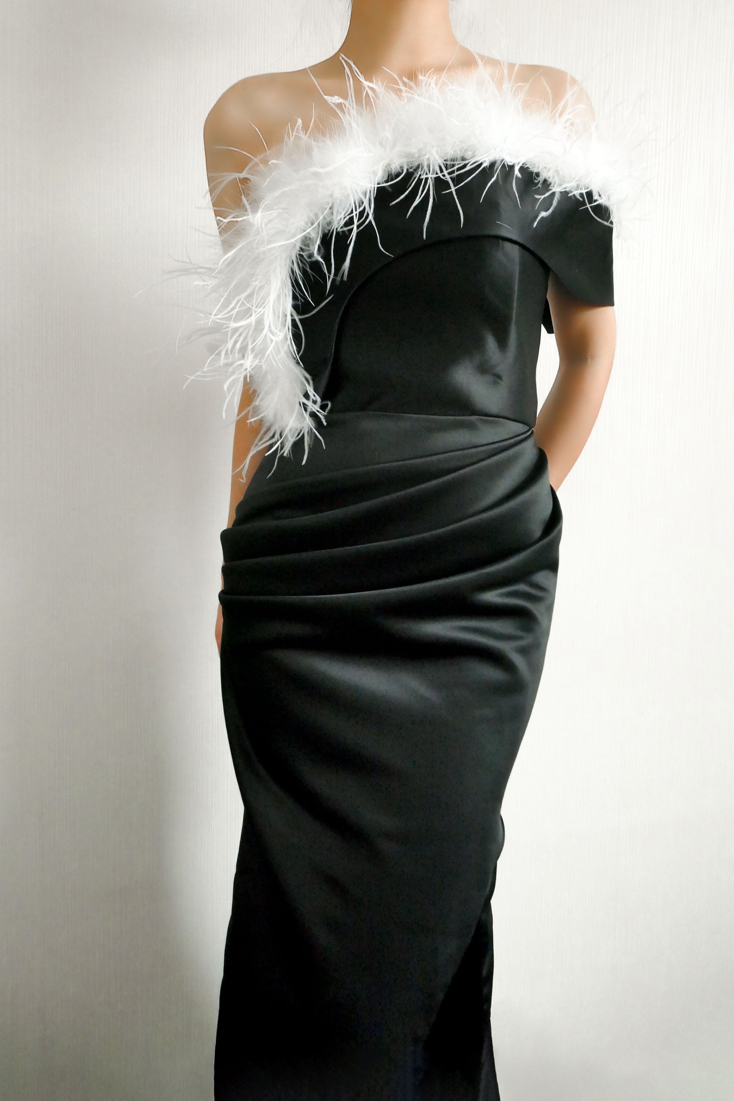Rochelle Black Feather Gown