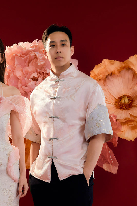 Yun Xi Samfu Top MEN(Soft Pink)