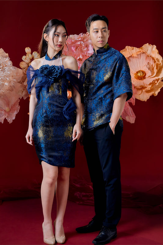 Xu Xu Cheongsam (Midnight Blue Gold)