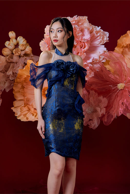 Xu Xu Cheongsam (Midnight Blue Gold)